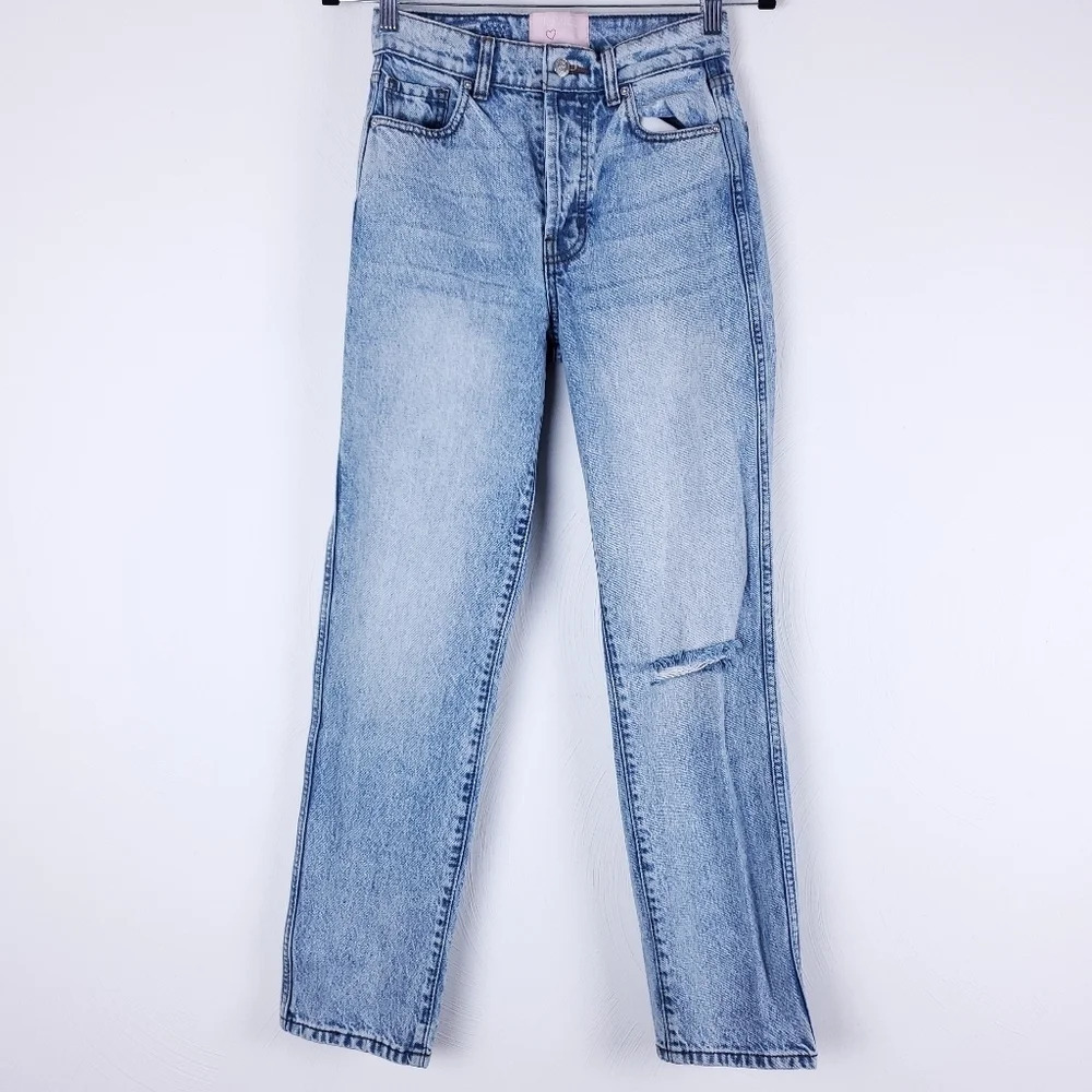 Revice Ex-Boyfriend/B-Boy Jeans Light Wash High Rise Distressed Button F…